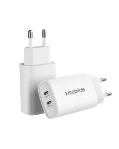 Mobilize Wall Charger 2x USB-C GaN 45W with PD/PPS White