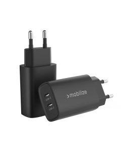 Mobilize Wall Charger 2x USB-C GaN 45W with PD/PPS Black