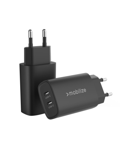 Mobilize Wall Charger 2x USB-C GaN 45W with PD/PPS Black
