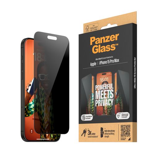 Privacy Screen protector for iPhone 15 Pro Max | Ultra-Wide Fit w. EasyAligner